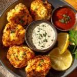 Crispy ranch nuggets with dipping sauces
