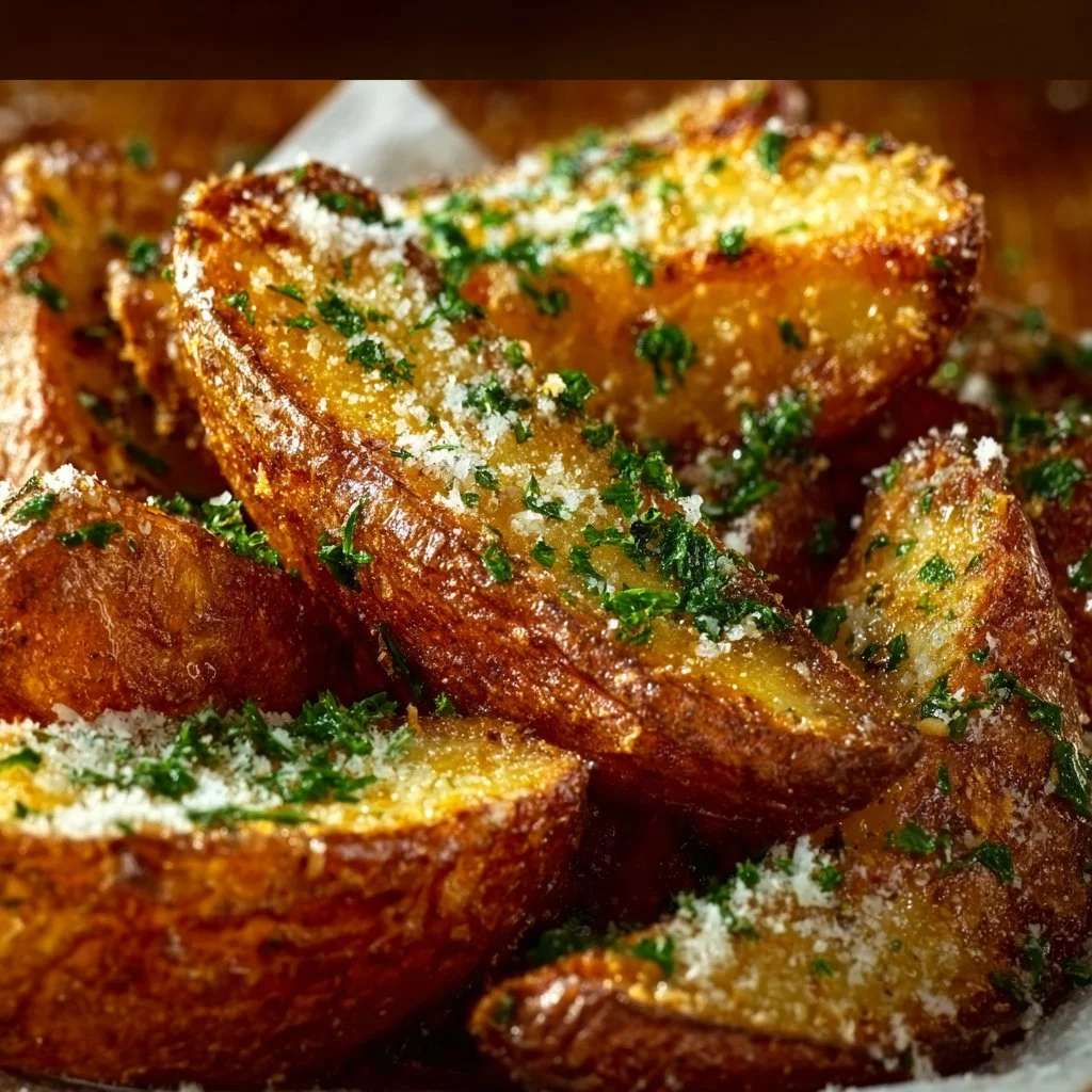 Air Fryer Baked Garlic Parmesan Potatoes