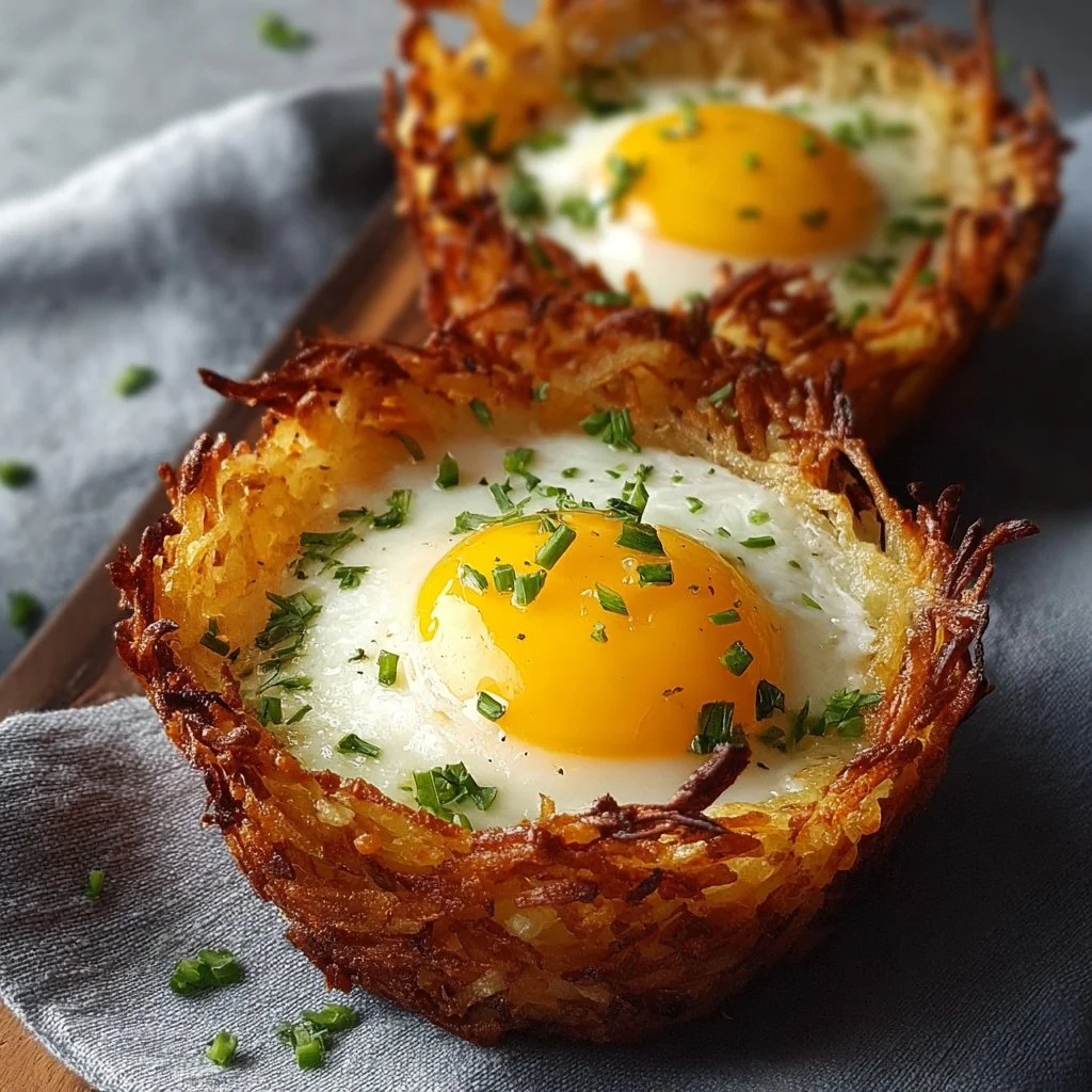 Eggs in Crispy Hash Brown Baskets
