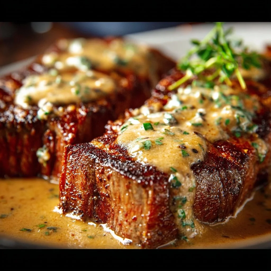 Garlic Butter Steak With Parmesan Cream Sauce