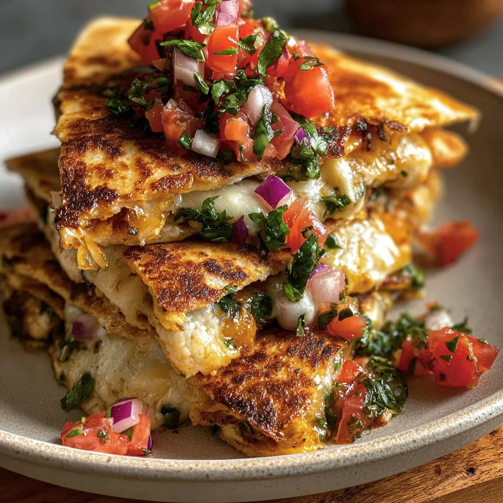 Mediterranean Quesadillas with Spinach, Feta, Mozzarella, and Red Onion