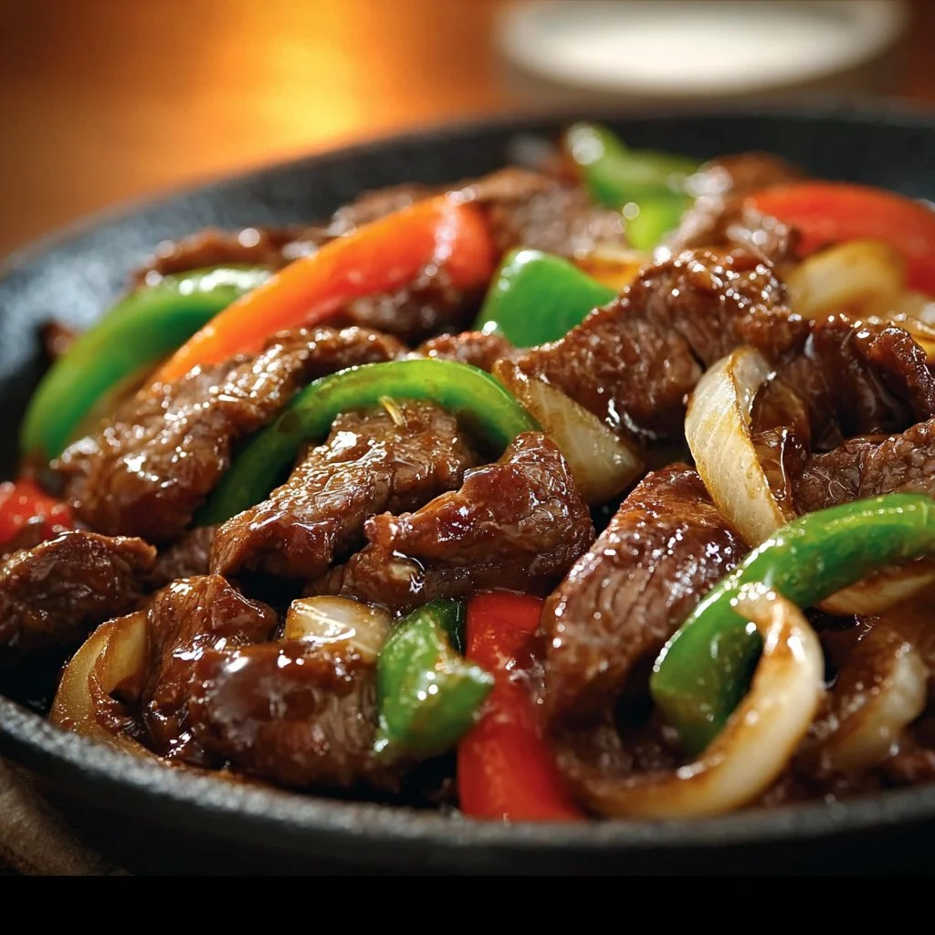 Sizzling Chinese Pepper Steak with Onions