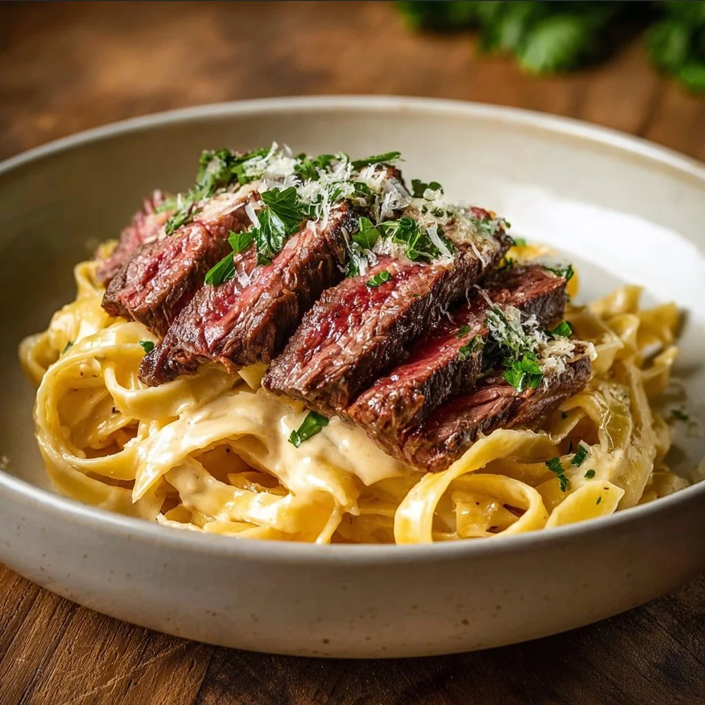 Creamy Garlic Parmesan Steak Pasta