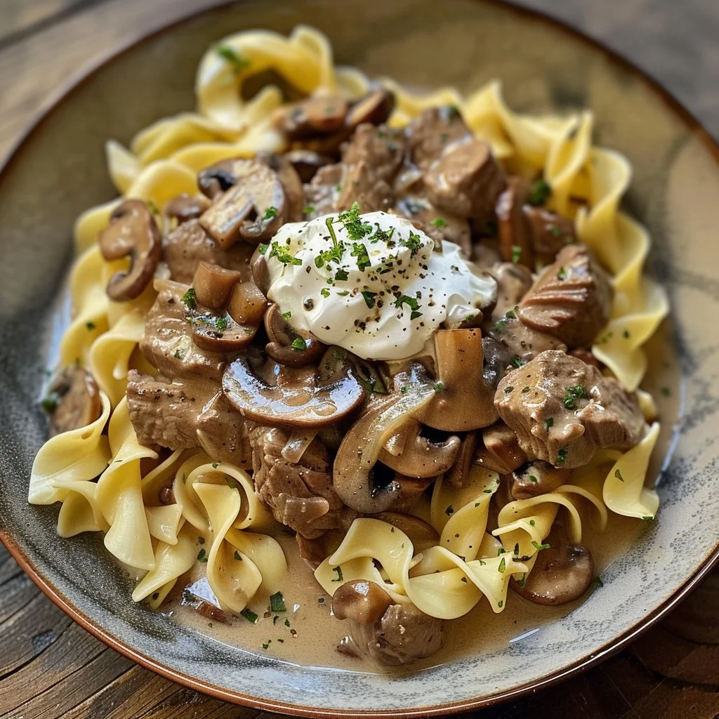 Easy Beef Stroganoff with Mushrooms and Sour Cream