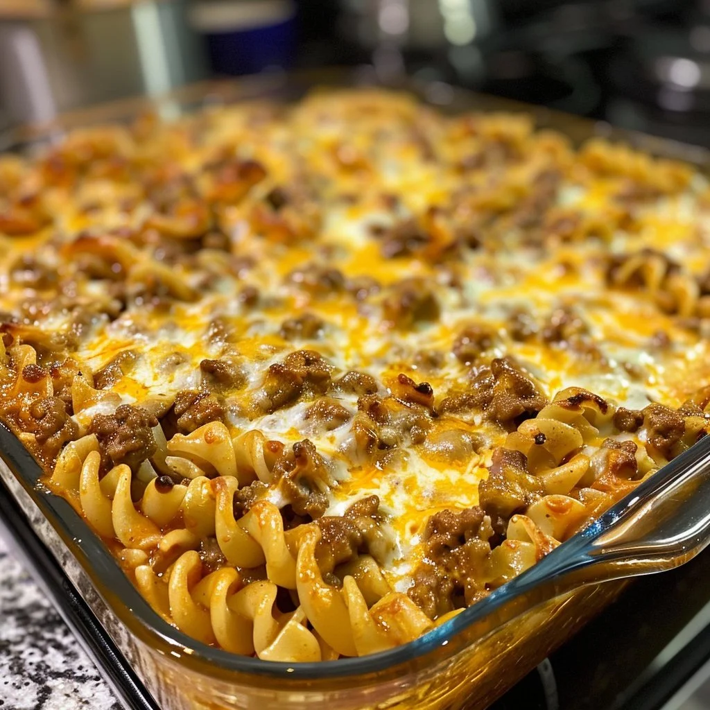 Ground Beef Noodle Casserole with Cheese