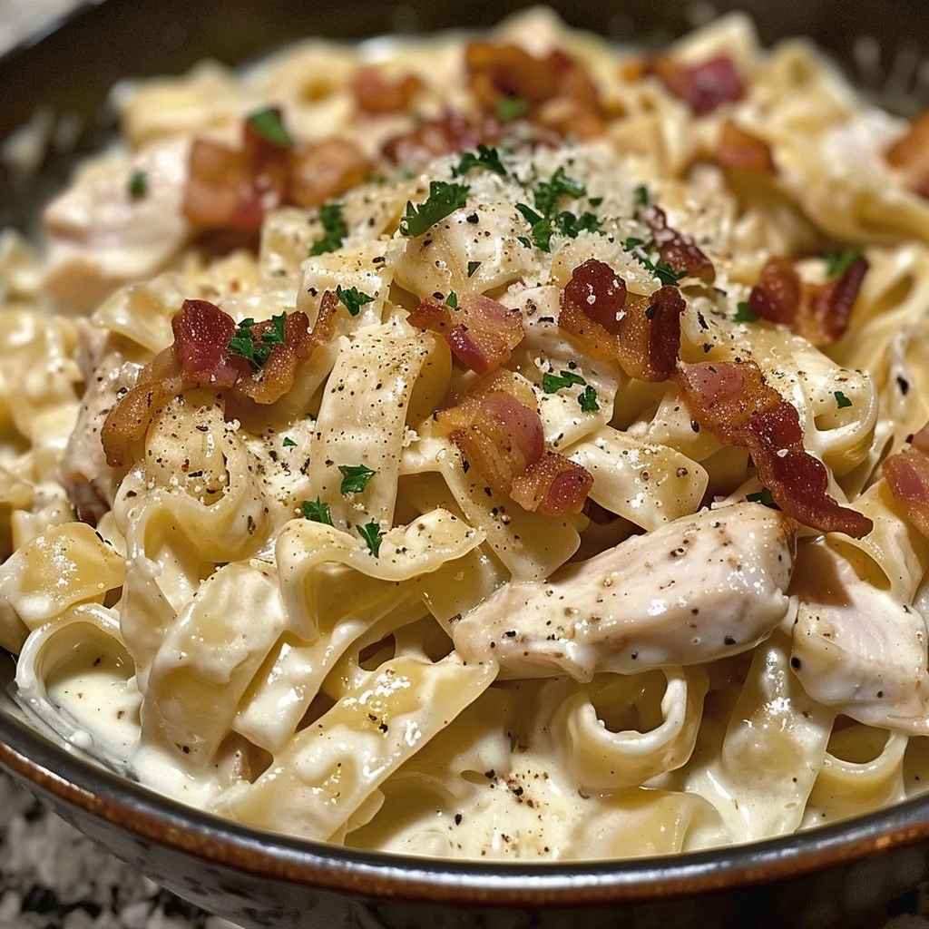 One-Pot Bacon Chicken Alfredo Recipe