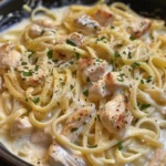 Delicious One-Pot Creamy Chicken Alfredo Pasta ready to serve