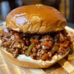 Delicious homemade Sloppy Joes served on a plate with toppings.