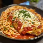 Delicious slow cooker garlic chicken parmesan served with Italian seasoning