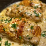 Delicious Slow Cooker Marry Me Chicken served with veggies and herbs
